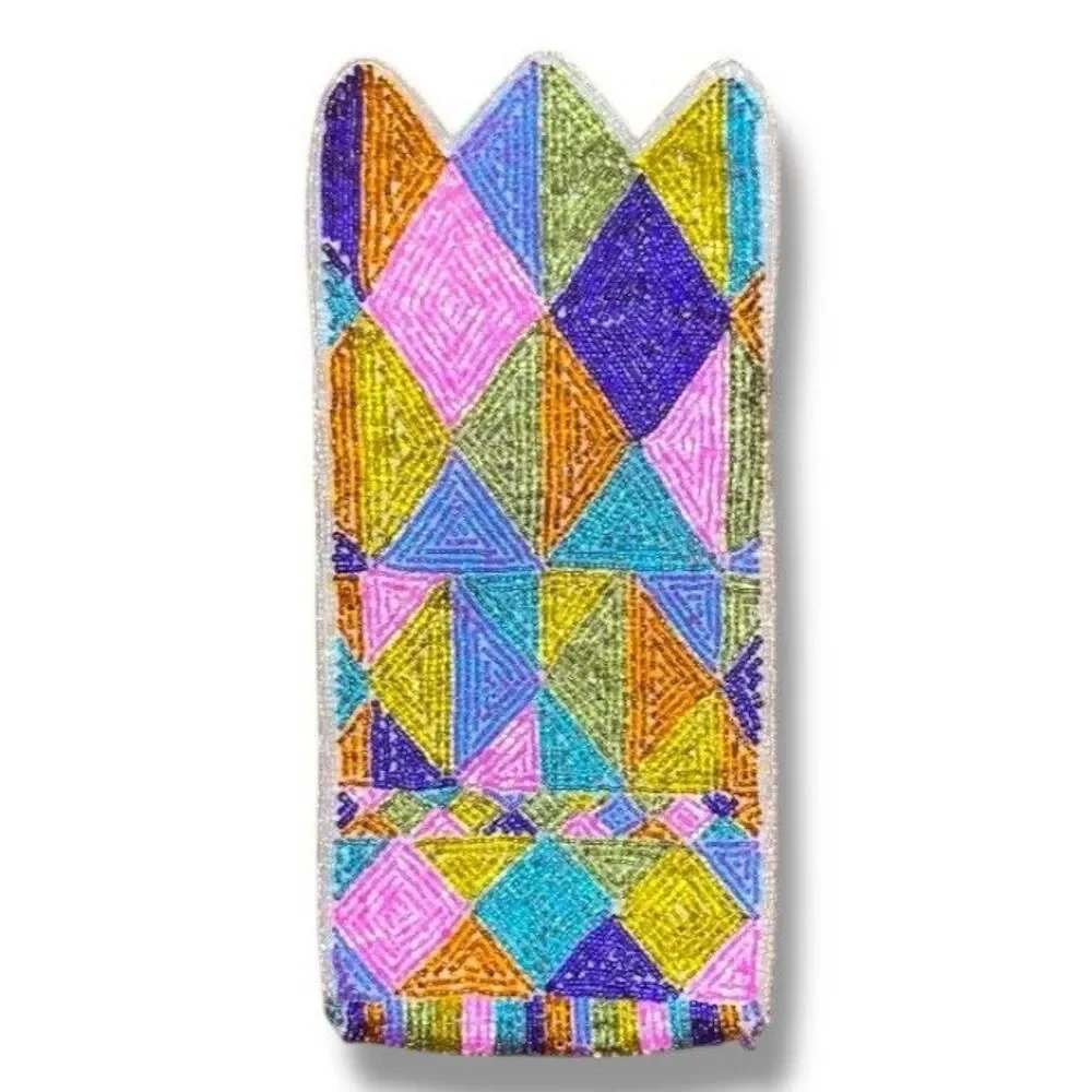 Vintage Neiman Marcus 70s Neon Beaded Designer Vintage Makeup Clutch Pouch